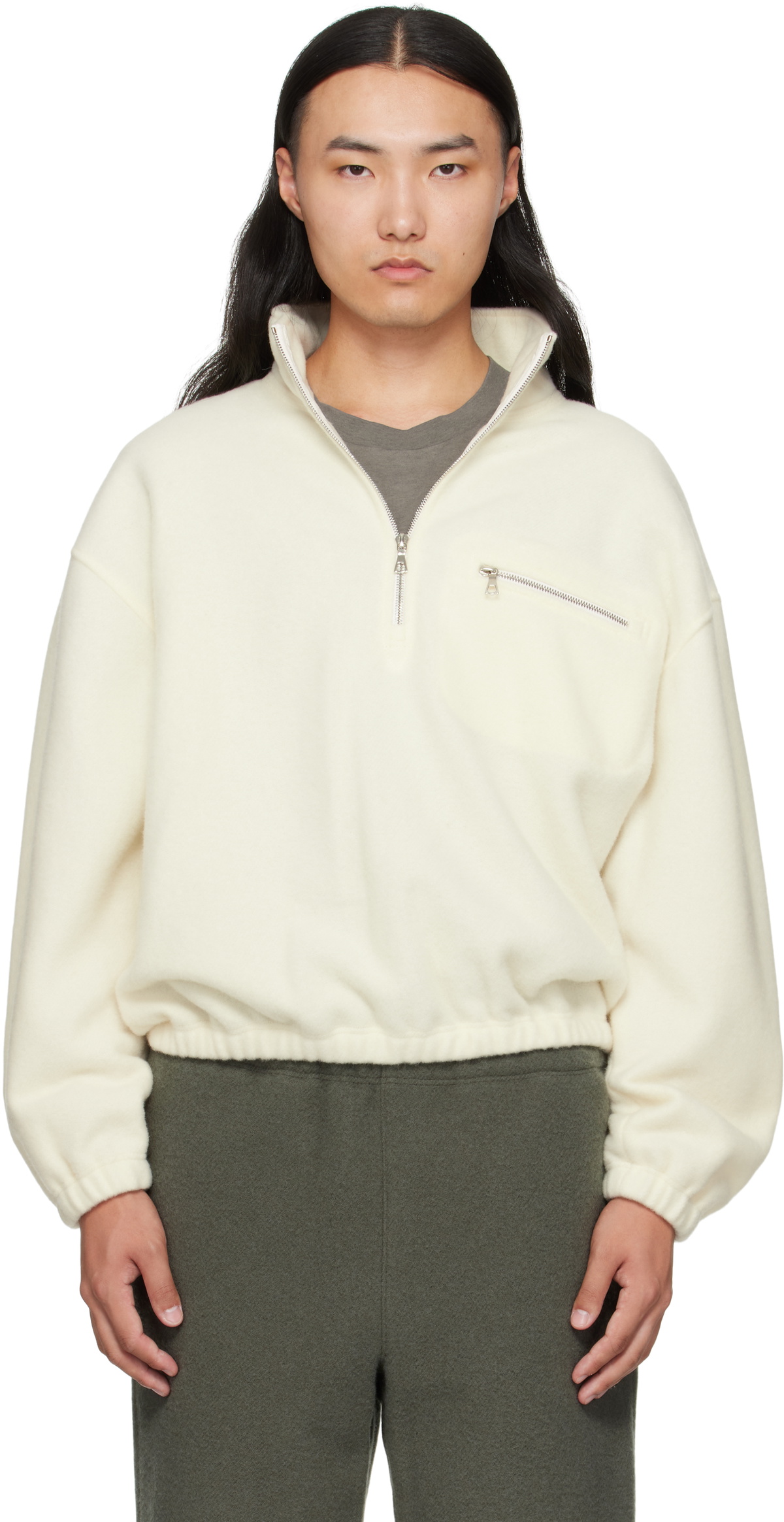 Rier Off-White Fleece Sweater