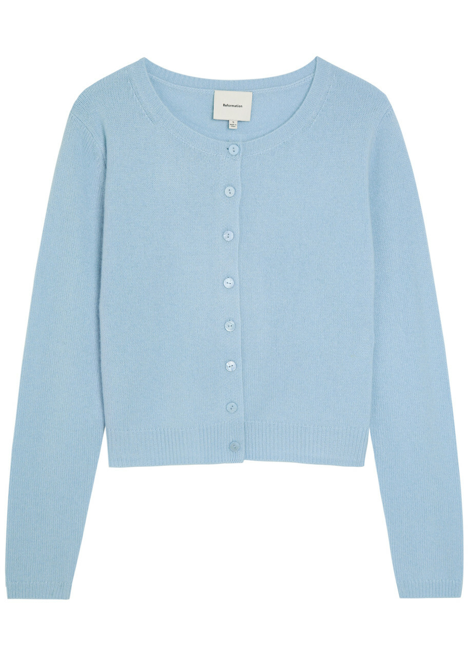 Reformation Clara Cashmere Cardigan Light Blue