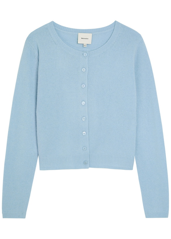 Photo: Reformation Clara Cashmere Cardigan Light Blue