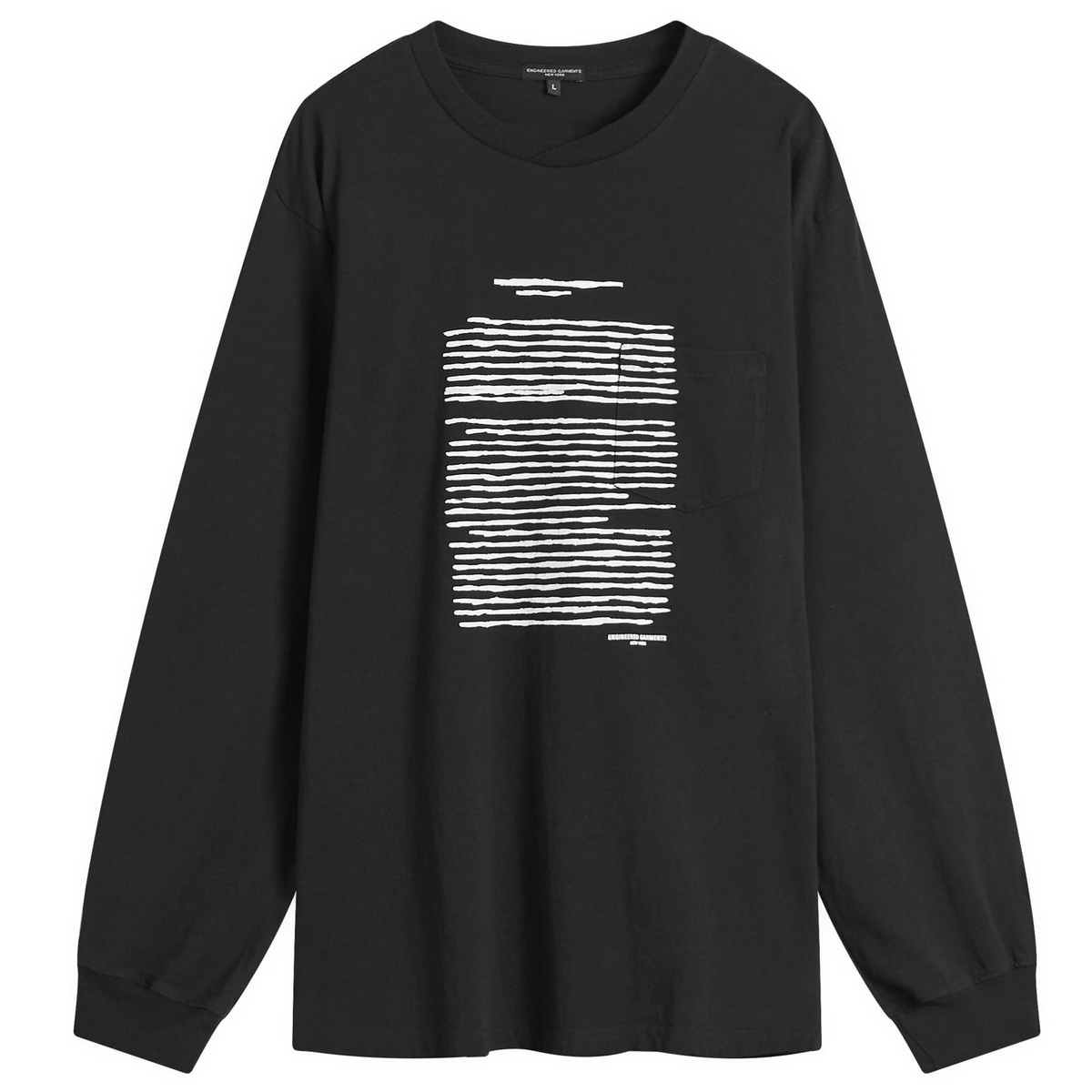 Engineered Garments Men's Printed Cross Long Sleeve T-Shirt in Black