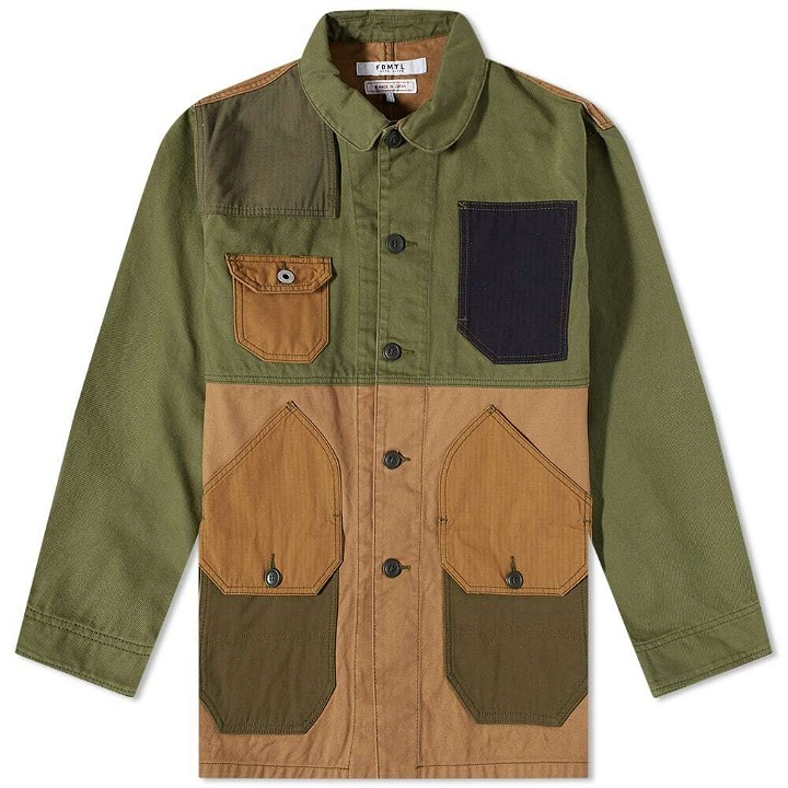 Photo: FDMTL Men's Patchwork Coverall Jacket in Khaki Rinse