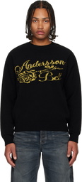 Andersson Bell Black Cashmere Rose Crew-Neck Sweater