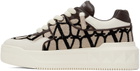 Valentino Garavani Off-White & Brown One Stud XL Sneakers