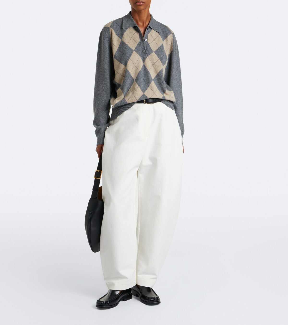 Róhe Argyle wool-blend polo sweater