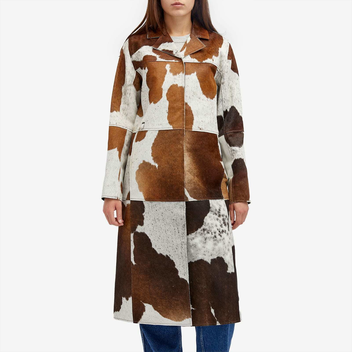 Saks Potts Women's Gio Coat in Brown/White Cow
