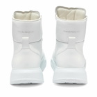 Alexander McQueen Men's Court Mid Nappa Leather Sneakers in White/Optic White