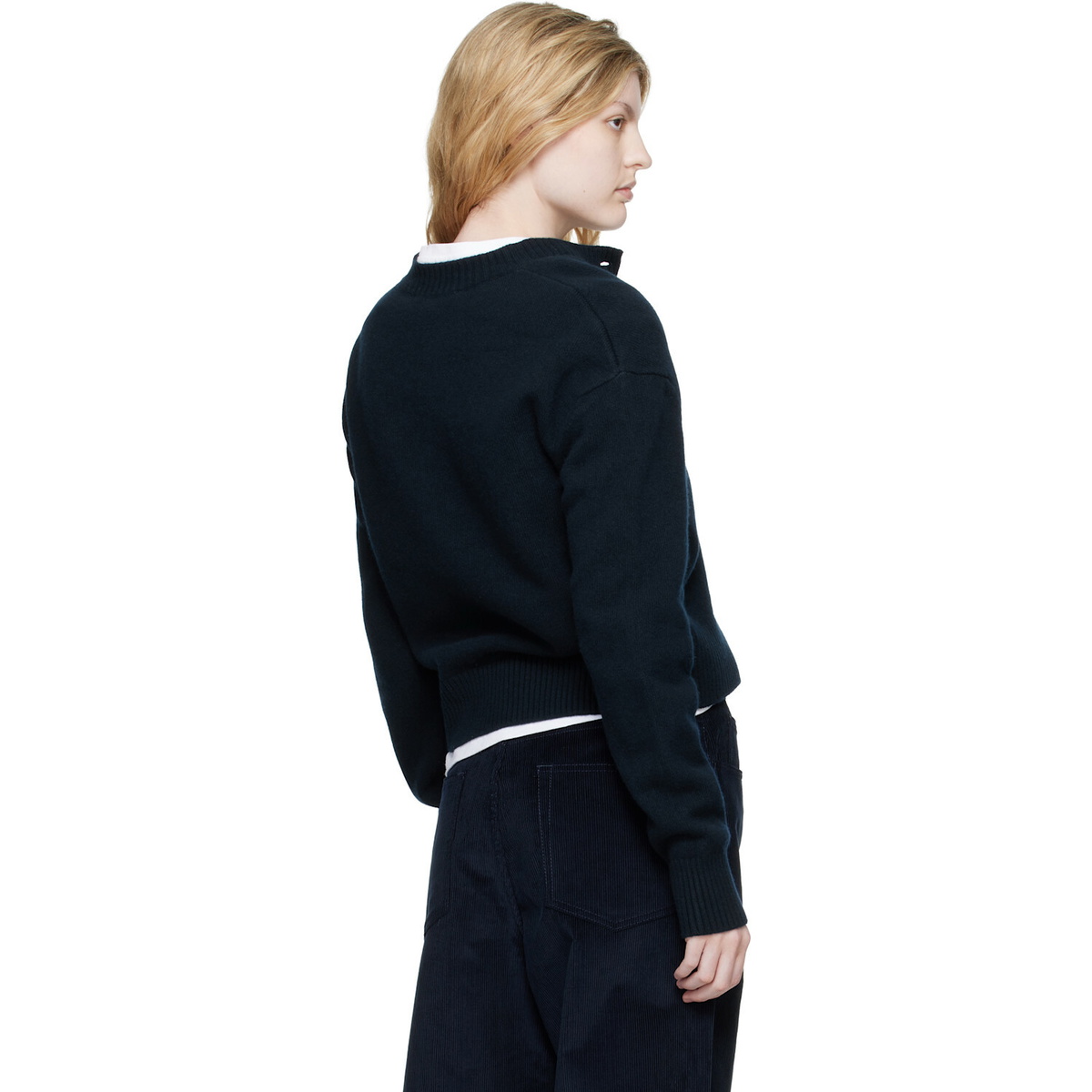 Róhe Navy Short Boiled Cardigan