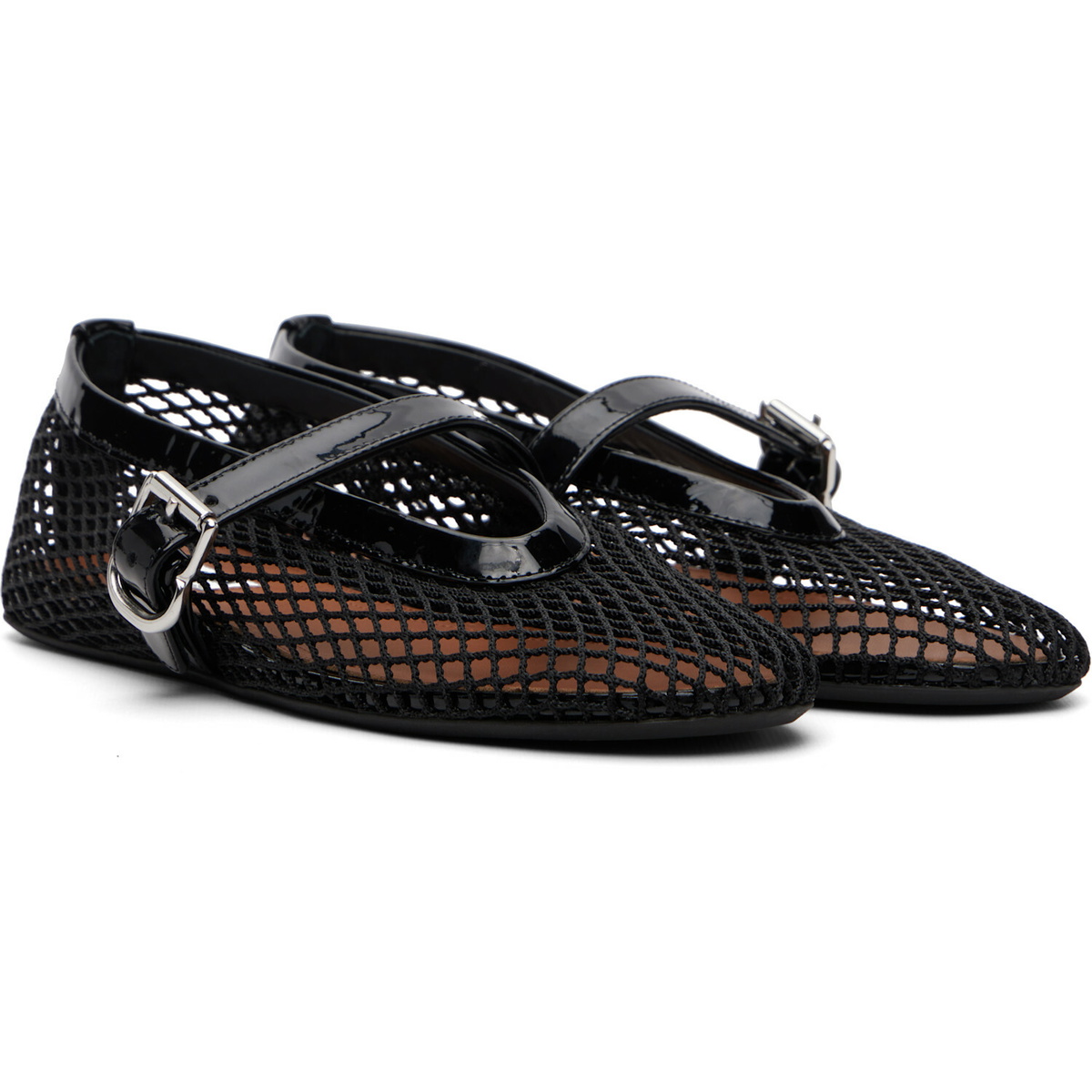 ALAÏA Black Fishnet Ballerina Flats