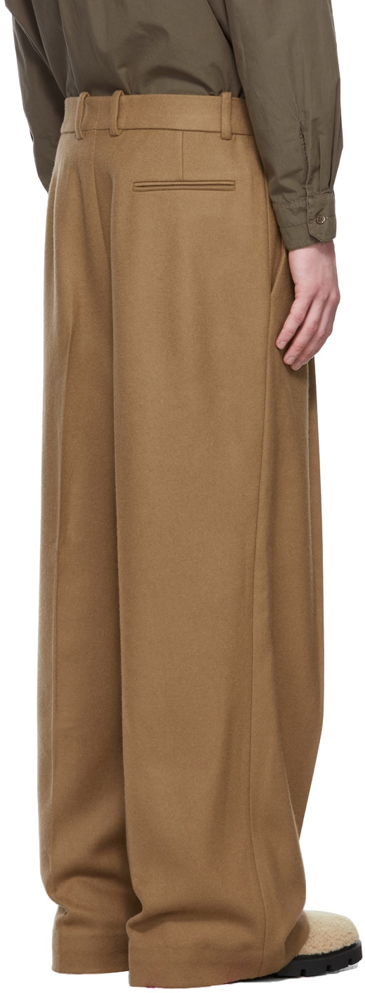 Hed Mayner Tan Wool Elongated Trousers Hed Mayner