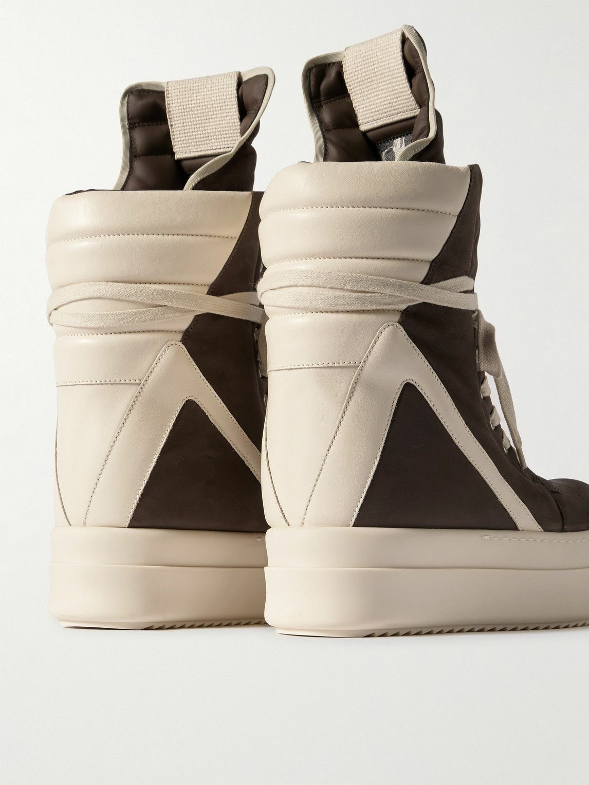 Rick Owens - Mega Geobasket Leather Sneakers - Brown Rick Owens