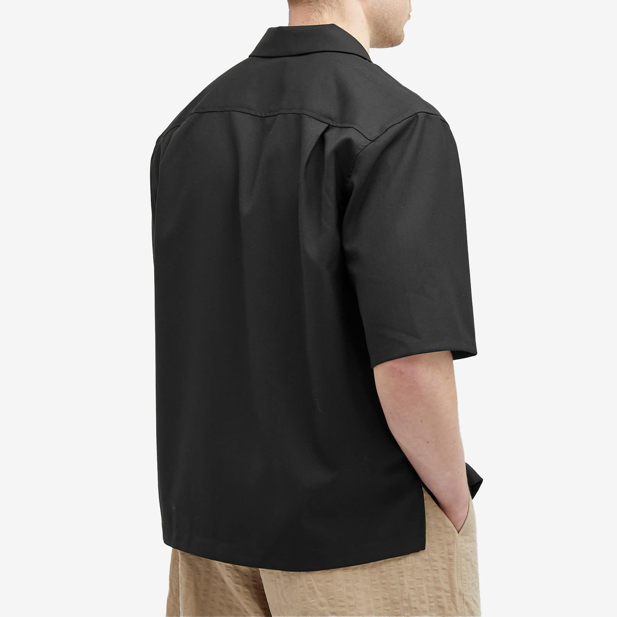s.k manor hill Men's Aloha Vacation Shirt in Black Tropical Wool
