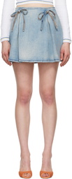 MSGM Blue Bow Accent Denim Miniskirt