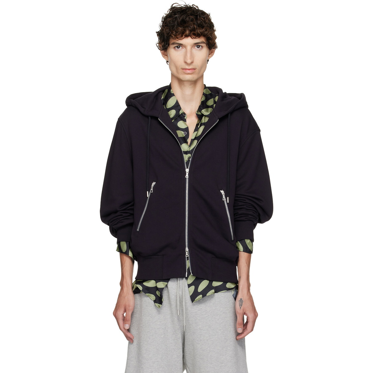 Dries Van Noten Navy Cotton Zip Hoodie