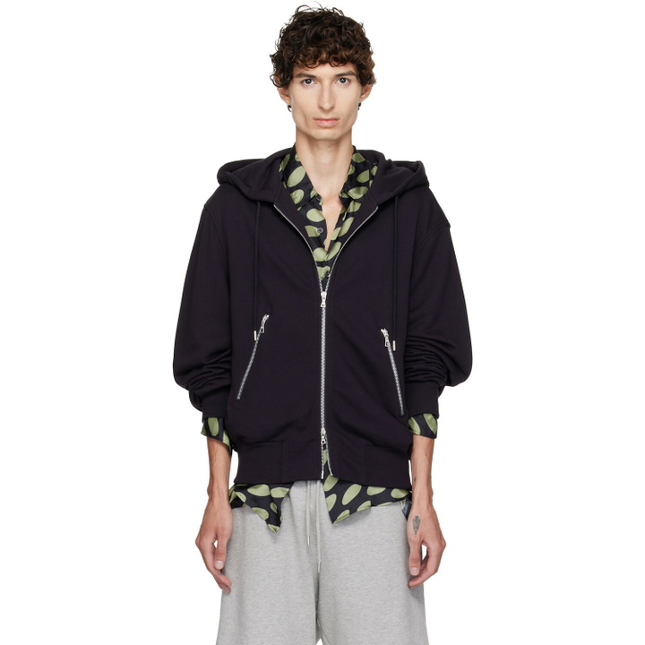 Photo: Dries Van Noten Navy Cotton Zip Hoodie