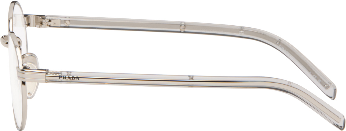 Prada Eyewear Silver Metal Oval Glasses