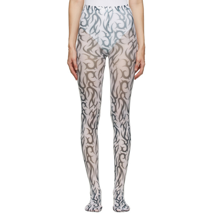 Ashley Williams White and Multicolor Cat Tights Ashley Williams