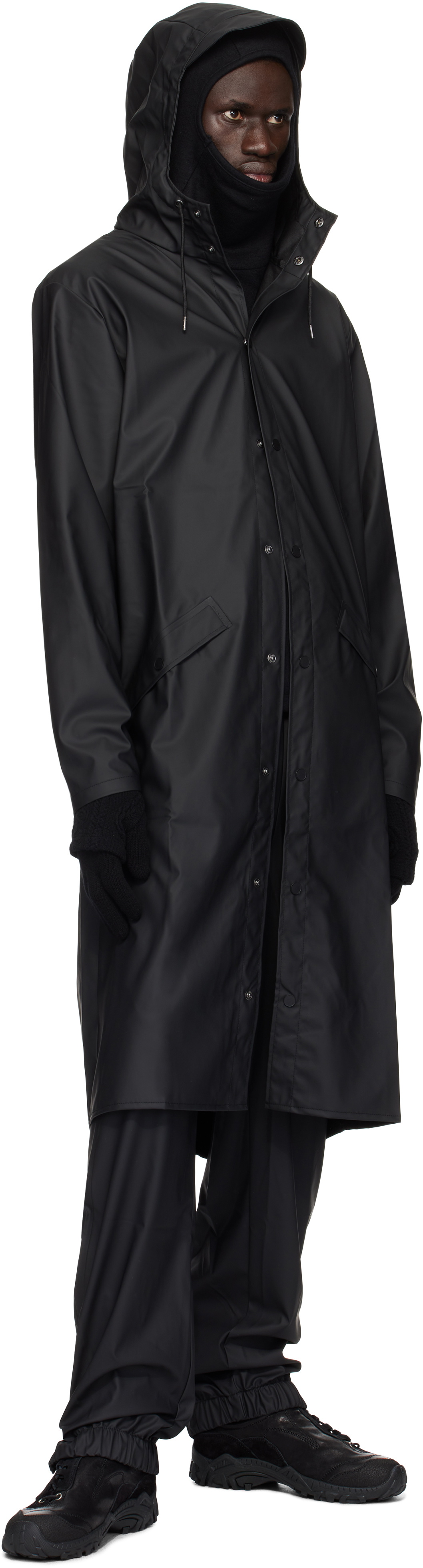 RAINS Black Longer Jacket Rain Coat