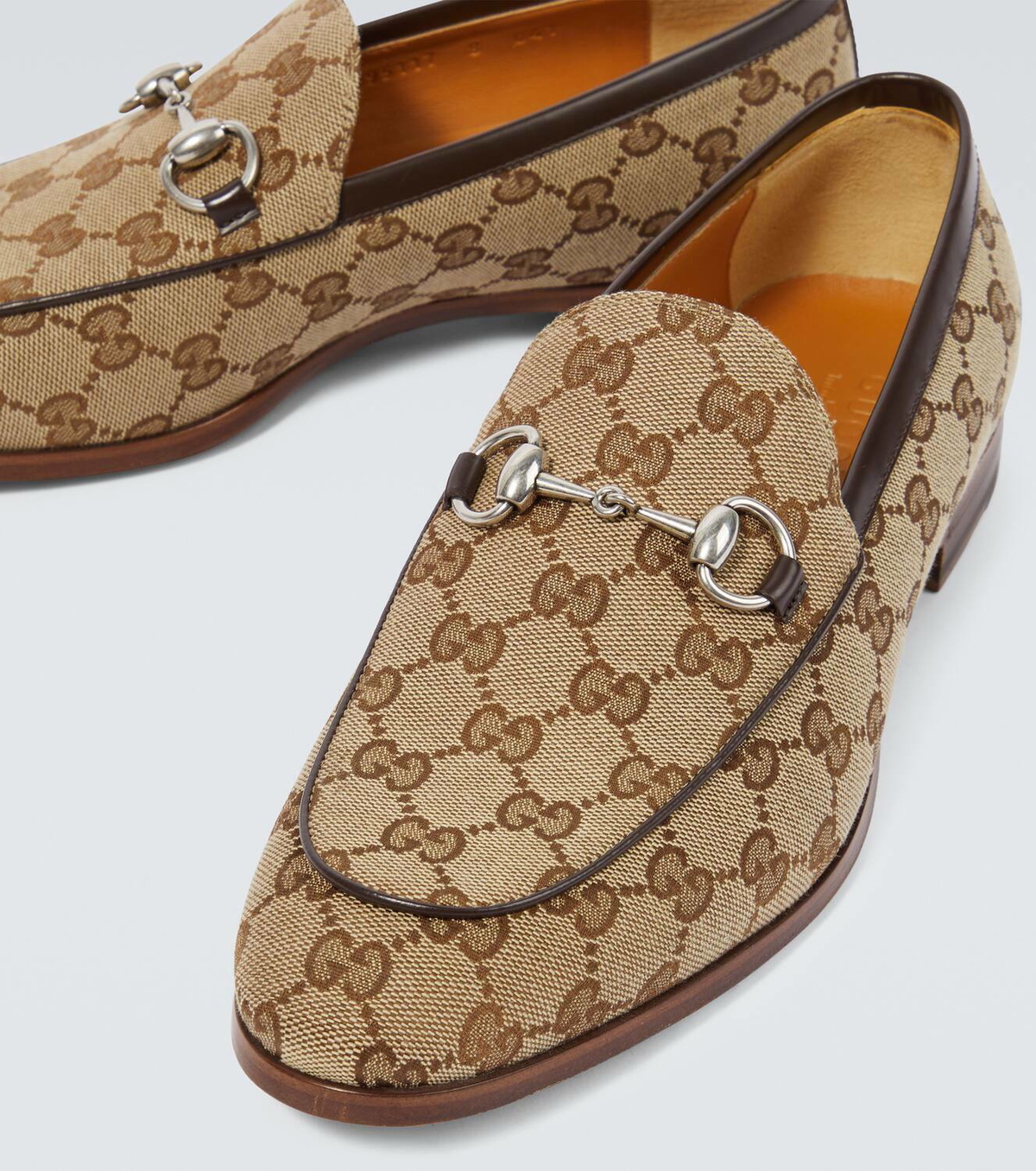Gucci Horsebit GG canvas leather-trimmed loafers Gucci