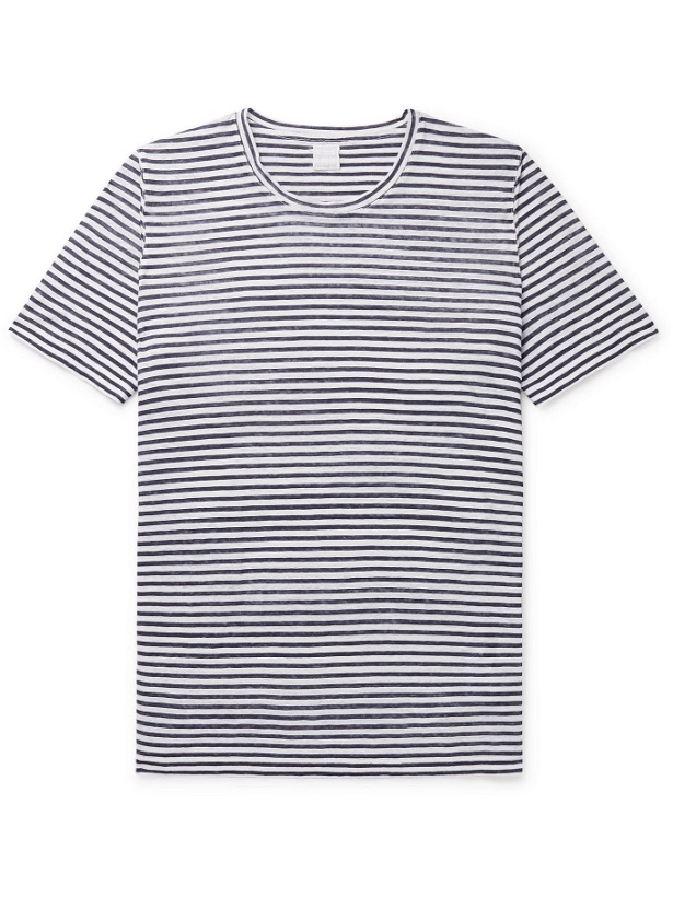 Photo: 120% - Striped Linen-Jersey T-Shirt - White