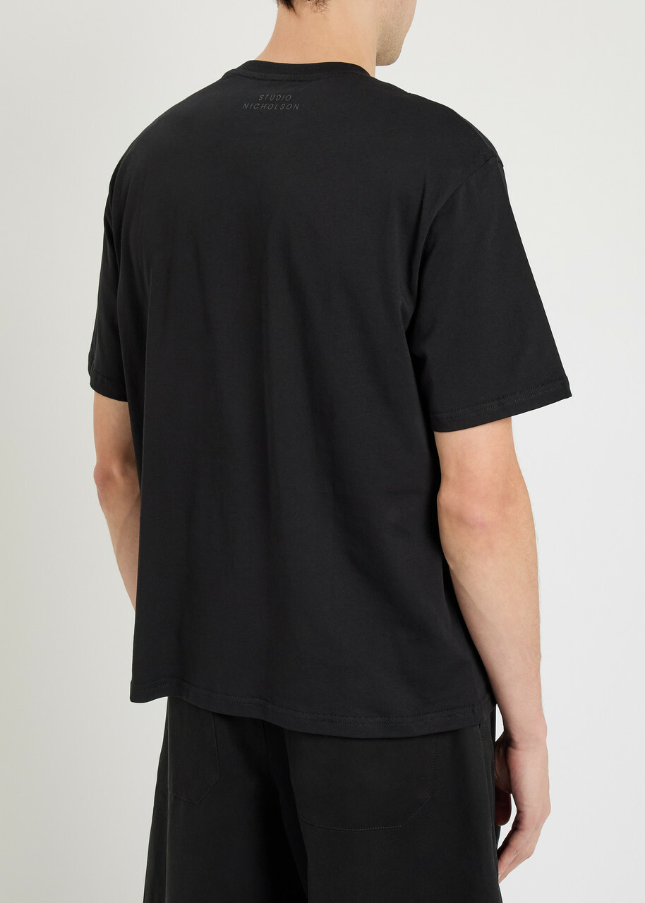 Studio Nicholson Branded Cotton T-shirt Black