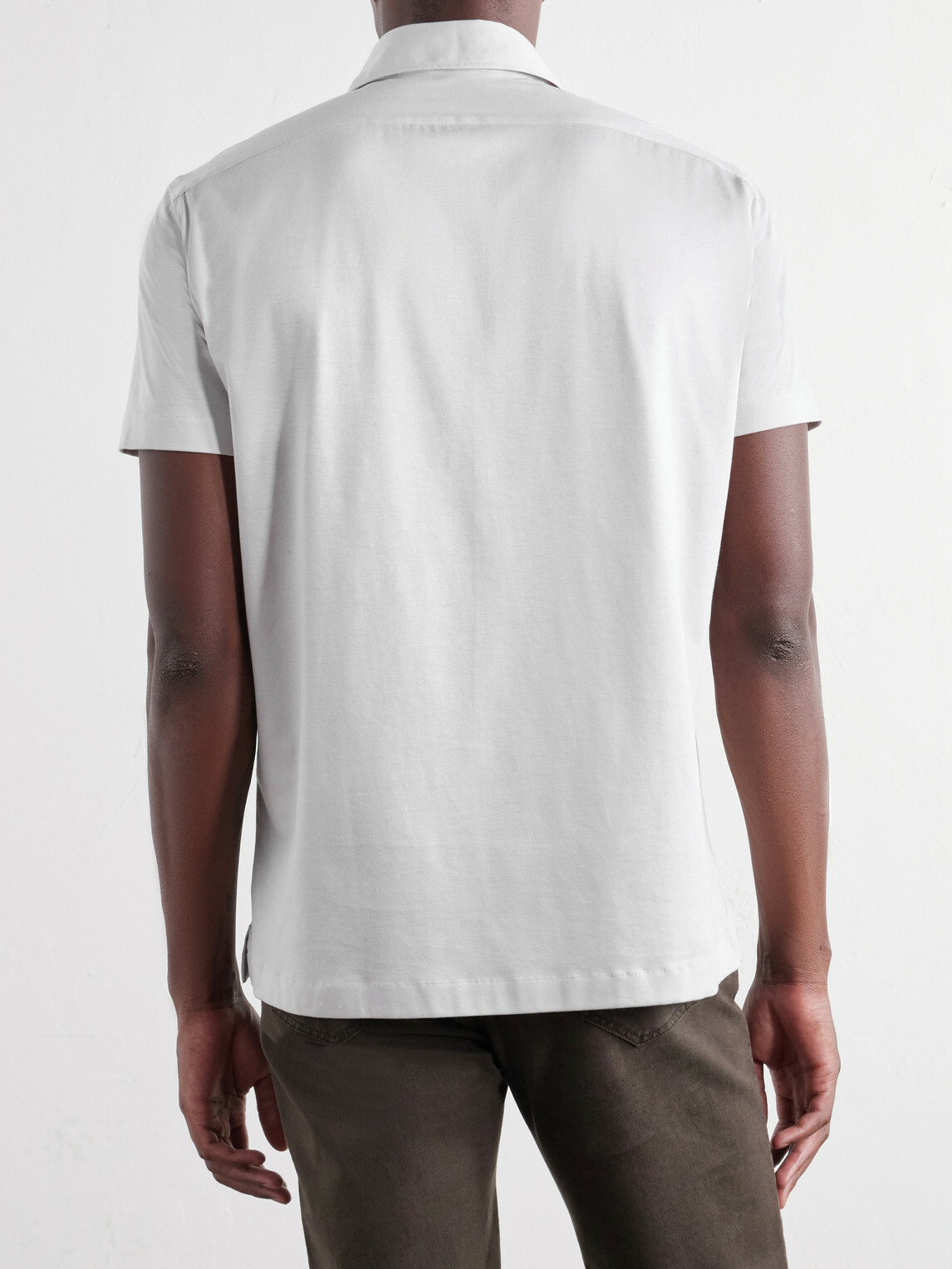 Kiton - Cotton-Jersey Polo Shirt - Gray