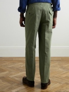 Rubinacci - Manny Straight-Leg Pleated Cotton-Twill Trousers - Green