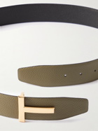 TOM FORD - 4cm Reversible Full-Grain Leather Belt - Green