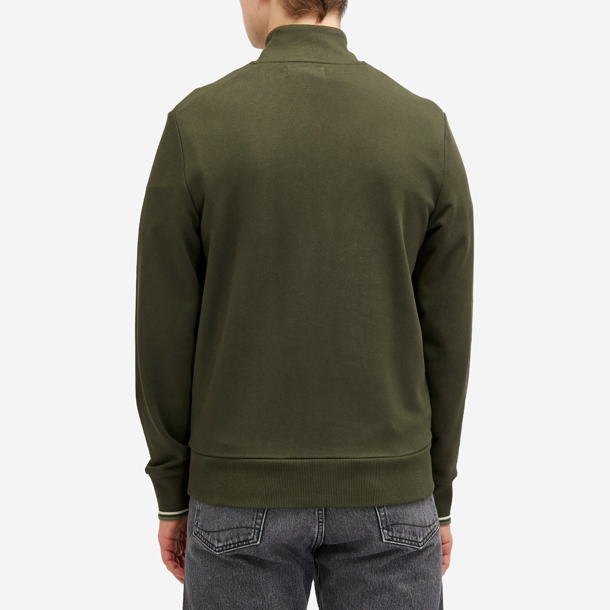 Fred Perry Men's Half Zip Sweatshirt in Hunting Green/Light
