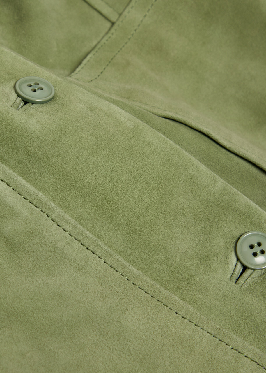 Reformation Veda Lincoln Panelled Suede Jacket Green