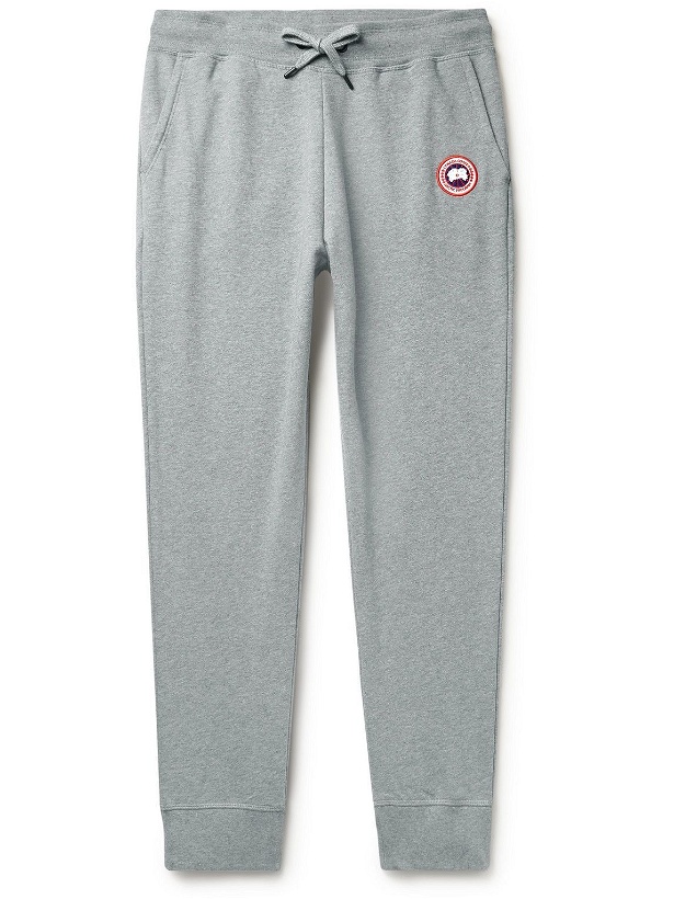 Photo: Canada Goose - Huron Tapered Logo-Appliquéd Cotton-Jersey Sweatpants - Gray
