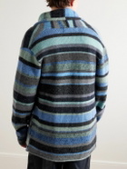 The Elder Statesman - Shawl-Collar Striped Cashmere Cardigan - Blue
