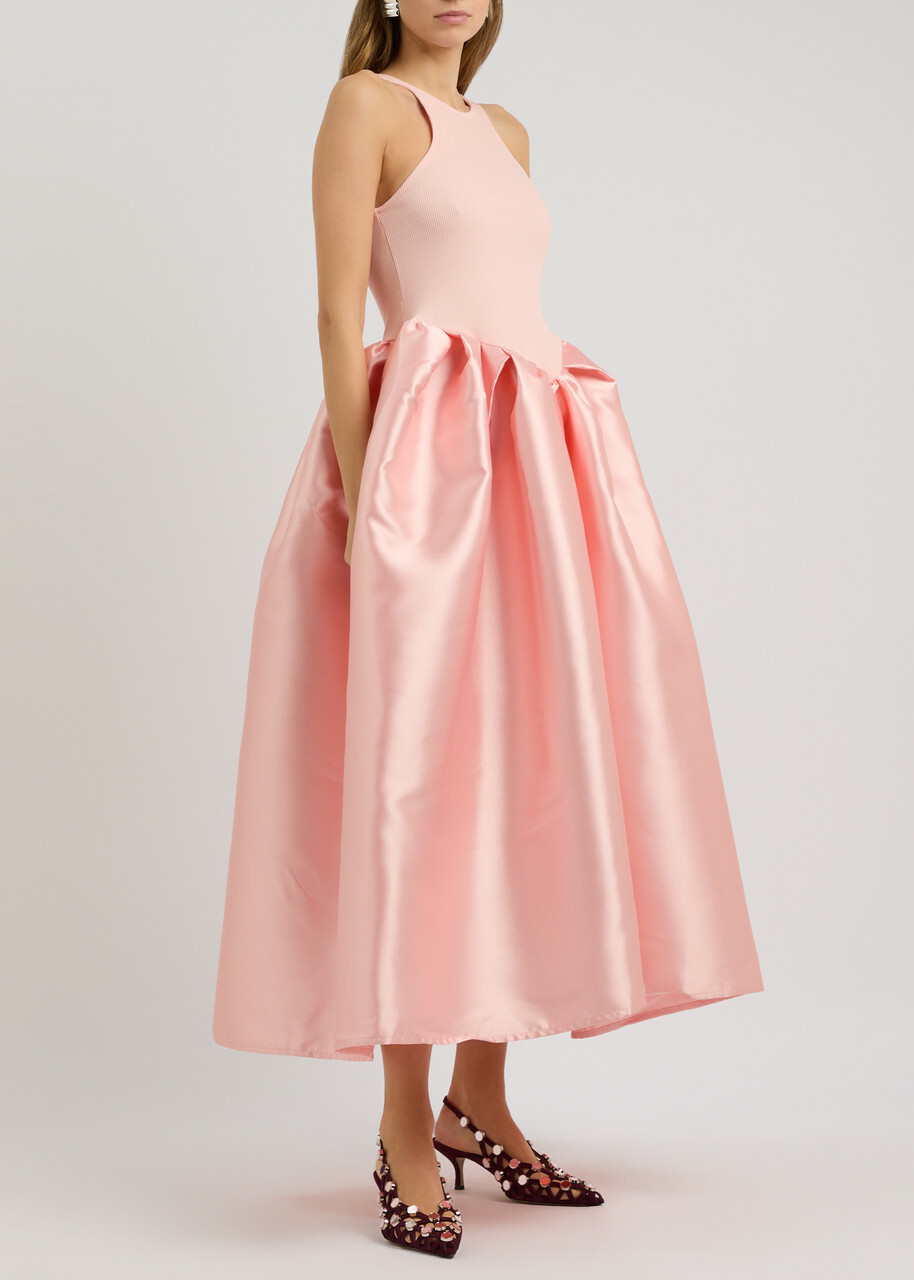 Marques' Almeida Ribbed Stretch-cotton and Taffeta Midi Dress Pink Marques  Almeida