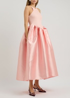Marques' Almeida Ribbed Stretch-cotton and Taffeta Midi Dress Pink