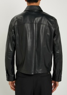 Emporio Armani Boxy Leather Jacket Black