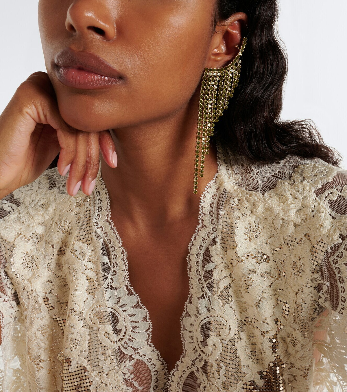 Rabanne Crystal-embellished ear climbers