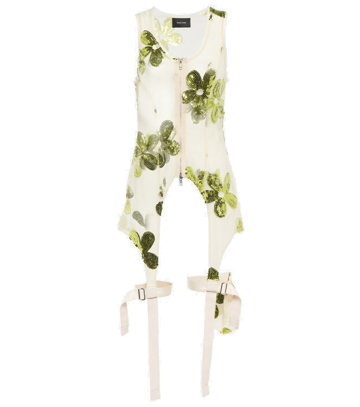 Simone Rocha - Sequined zip-up tulle top Simone Rocha