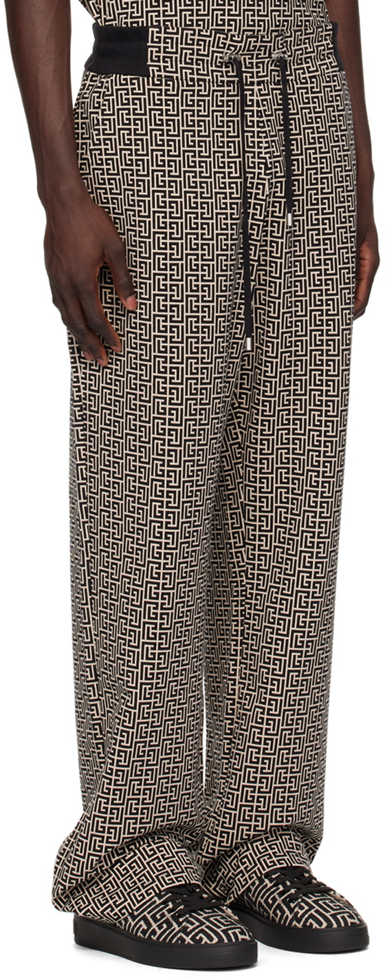 Balmain Black & Off-White Casual Monogram Sweatpants