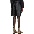 We11done Black Faux-Leather Embossed Shorts