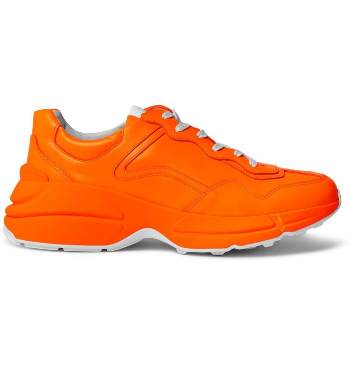 Photo: Gucci - Rhyton Leather Sneakers - Orange