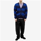 Pop Trading Company Men's Stipe Knit Cardigan in Sodalite Blue/Black