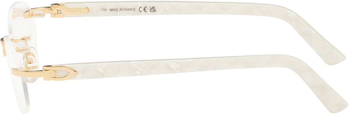 Cartier Gold & White Rimless Oval Glasses