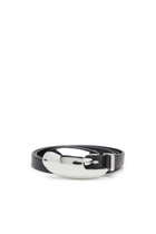 Diesel 1.5cm slim leather belt with sculptural buckle - Belts Womens in Black