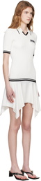 Off-White White Rib Viscose Knit Polo Minidress