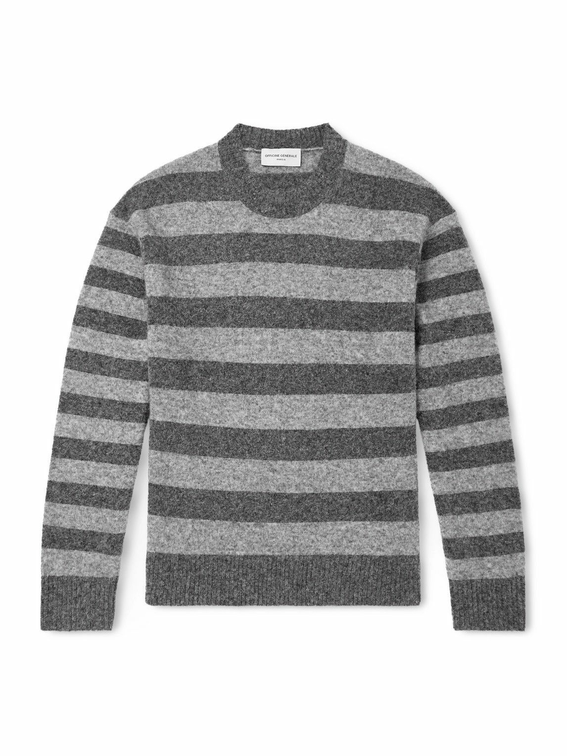 Officine Générale - Randy Striped Knitted Sweater - Gray