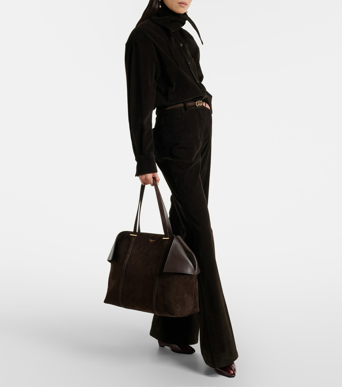 Ferragamo Scarf Large suede tote bag