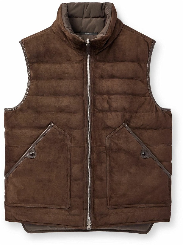 Photo: TOM FORD - Slim-Fit Reversible Quilted Leather-Trimmed Suede and Shell Down Gilet - Brown