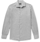 Ermenegildo Zegna - Mélange Cotton and Linen-Blend Oxford Shirt - Men - Gray