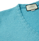 Gucci - Logo-Appliquéd Brushed Wool Sweater - Blue