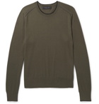 rag & bone - Contrast-Tipped Cotton, Silk and Cashmere-Blend Sweater - Green