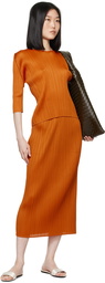 PLEATS PLEASE ISSEY MIYAKE Orange Monthly Colors April Midi Skirt